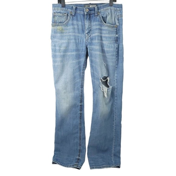 BKE Derek Bootleg Distressed Jeans READ CONDITION Mens Size 32XL Faded Denim - Picture 1 of 16